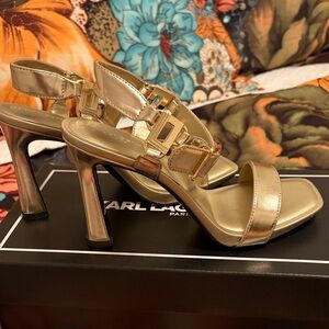Karl Lagerfeld Metallic Gold Heels
